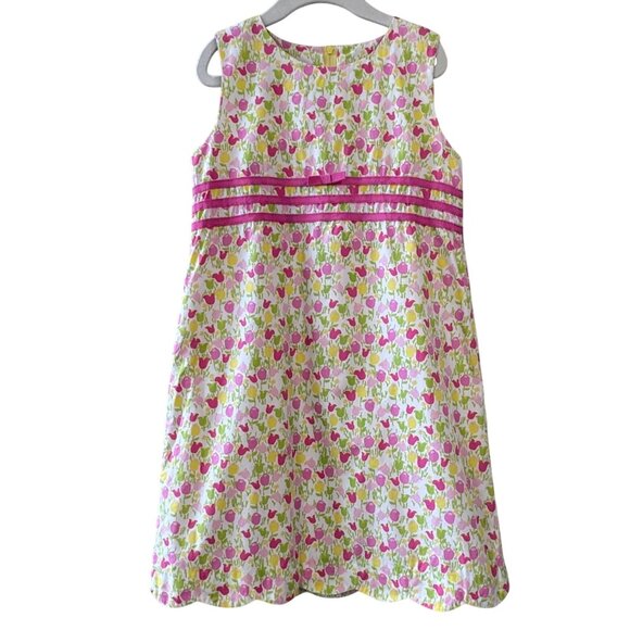 Lilly Pulitzer Other - LILLY PULITZER Tulips Dress Girls 7 Scalloped Hem Sleeveless Spring Floral Summe